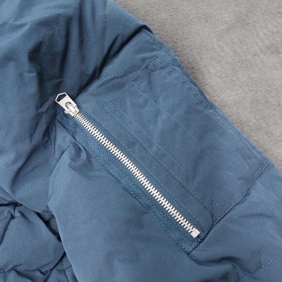 Zara Mens Puffer Bomber Jacket XL Blue Sherpa Lined Collar Full Zip Coat - Picture 6 of 16